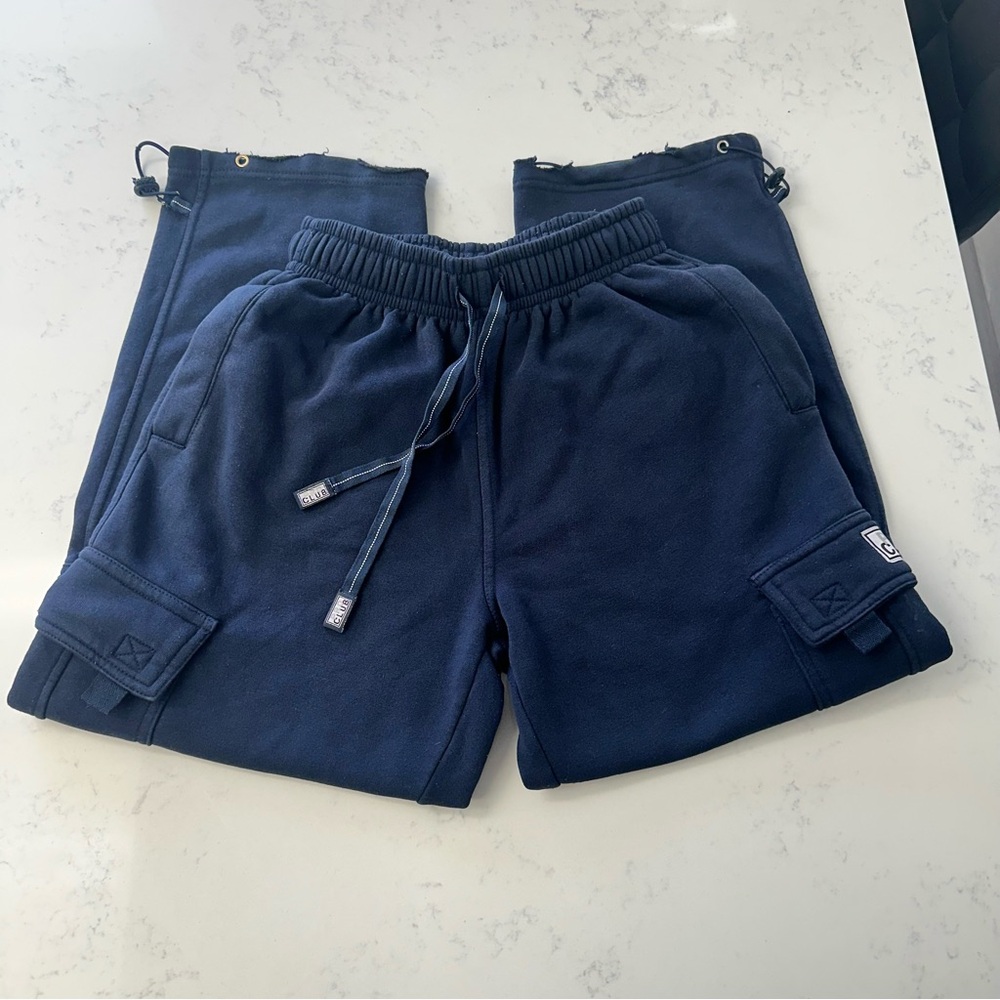 Navy Blue Pro Club Cargo Sweatpants - Comfortable Drawstring Waist